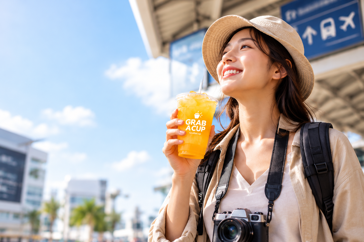 旅行途中喝咖啡